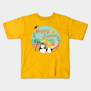 Happy Summer with penguin Kids T-Shirt